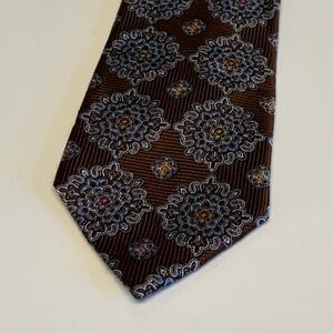 Jos. A. Bank Men's Silk Neck Tie Heritage Collection Brown Geometric Print